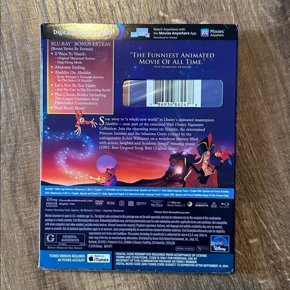 Disney Aladdin Blu-ray/DVD - unopened. - Picture 2 of 3